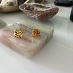 New LE Anagram Designer Inspired Stud Gold Earrings